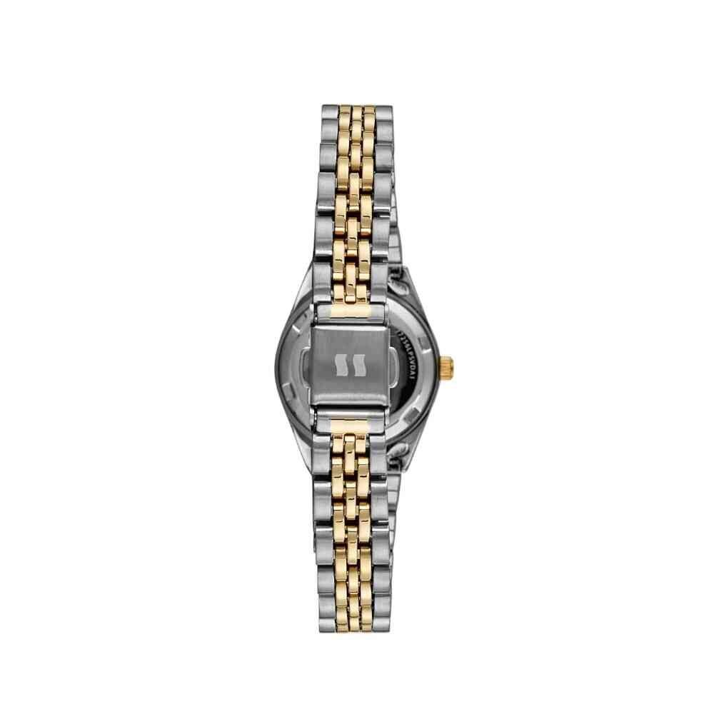 Relógio Seculus Aço Pedras Baguete Bicolor