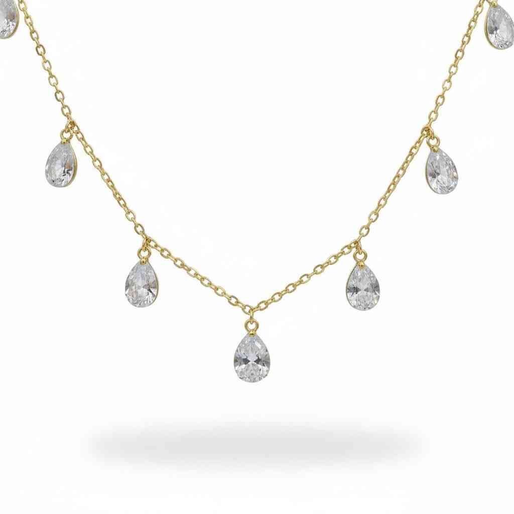 Gargantilha Ouro 18k Pedra Gota 4x6 45cm