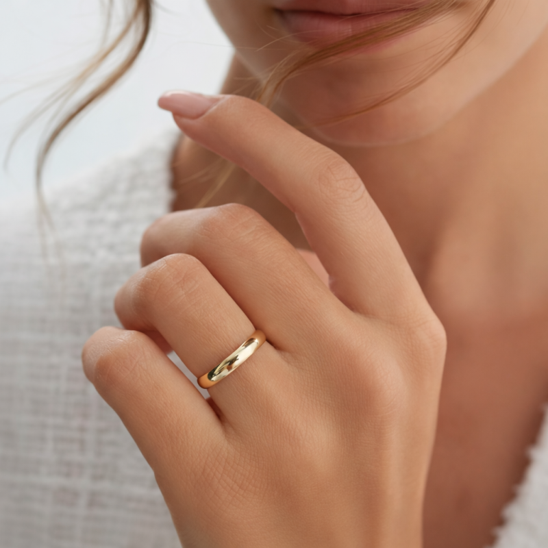 Aliança abaulada em ouro 18k (unidade)