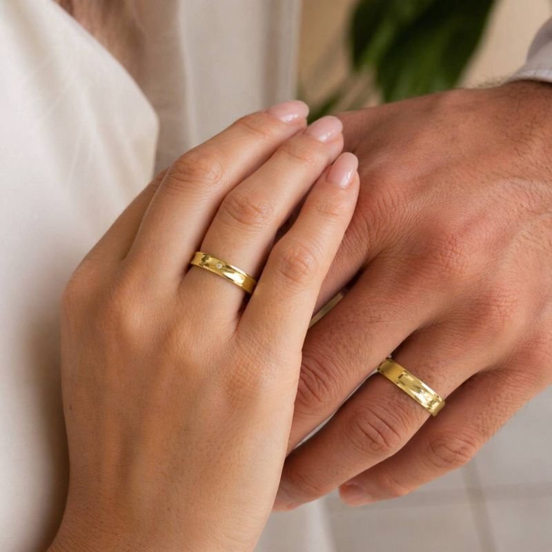 Aliança côncava semi anatômica em ouro 18k (unidade)