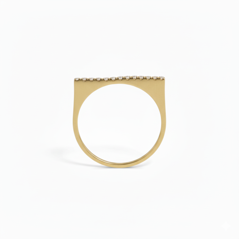 Anel Ouro 18k Quadrado 13 Brilhantes 0.5P