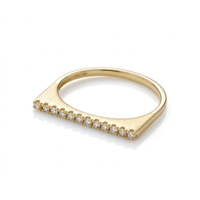 Anel Quadrado Zircônia Ouro 18k