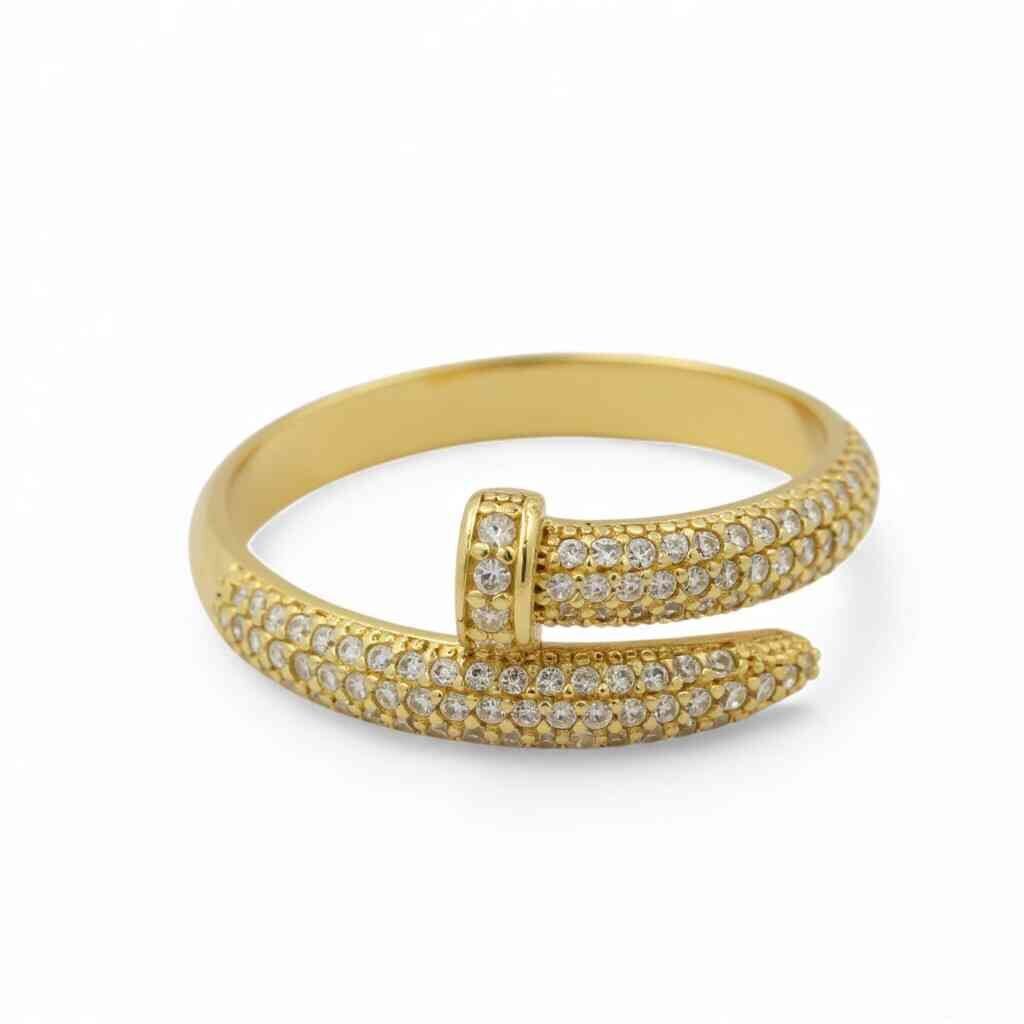 Anel Ouro Prego Zircônia 