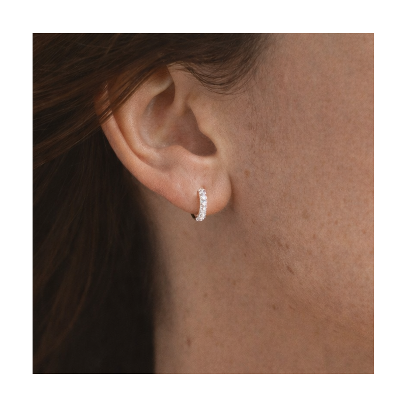 Brinco Prata Argola pequena Zircônia