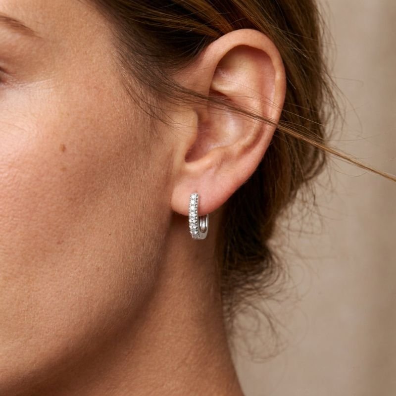 Brinco Prata Argola Zircônia