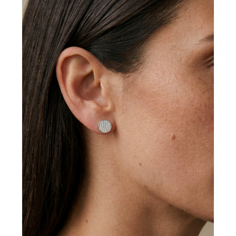 Brinco Prata Oval com Zircônia