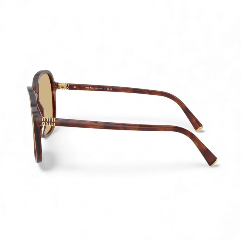 Óculos de Sol Miu Miu Marrom Mesclado com lentes na cor Amarelo