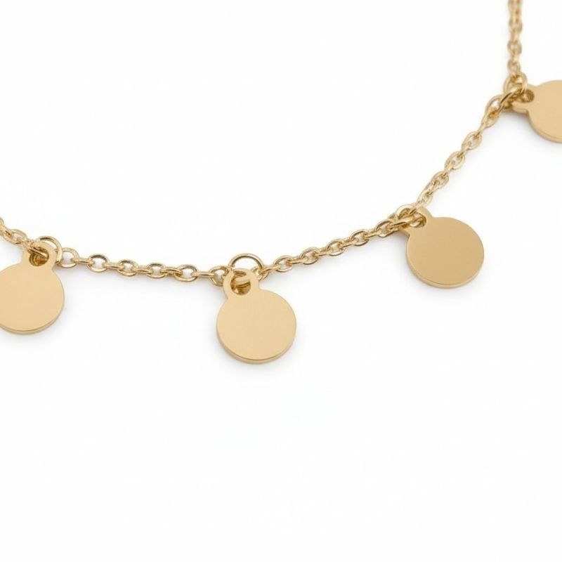 Pulseira Ouro 18k com Pingente Chapa Redonda