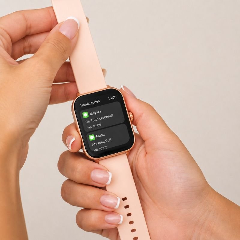 Smartwatch Feminino Condor Pulseira de Silicone Rose